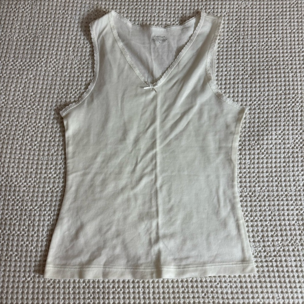 White Lace Trim Tank Top